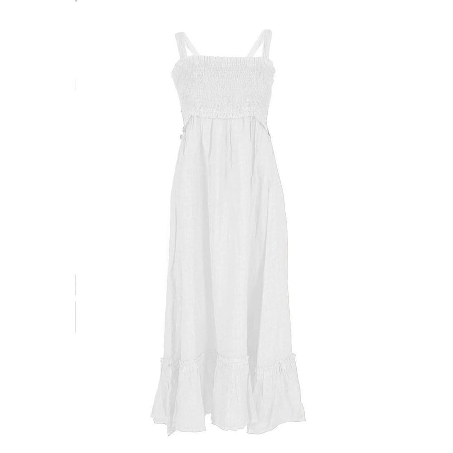 Yes Zee White Linen Casual Dress
