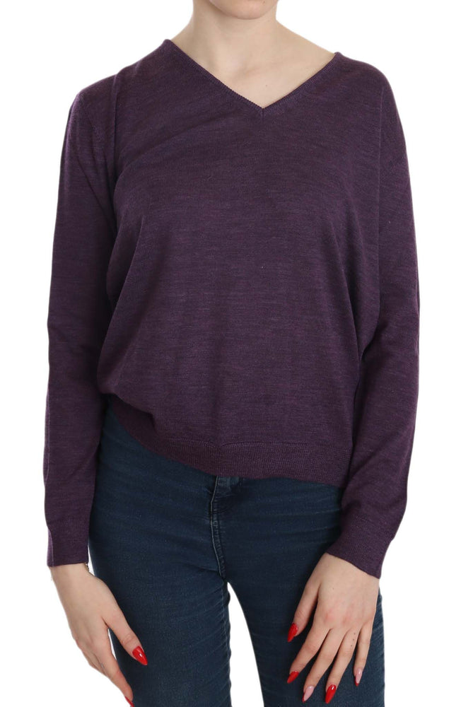 BYBLOS Purple V-neck Long Sleeve Pullover Top