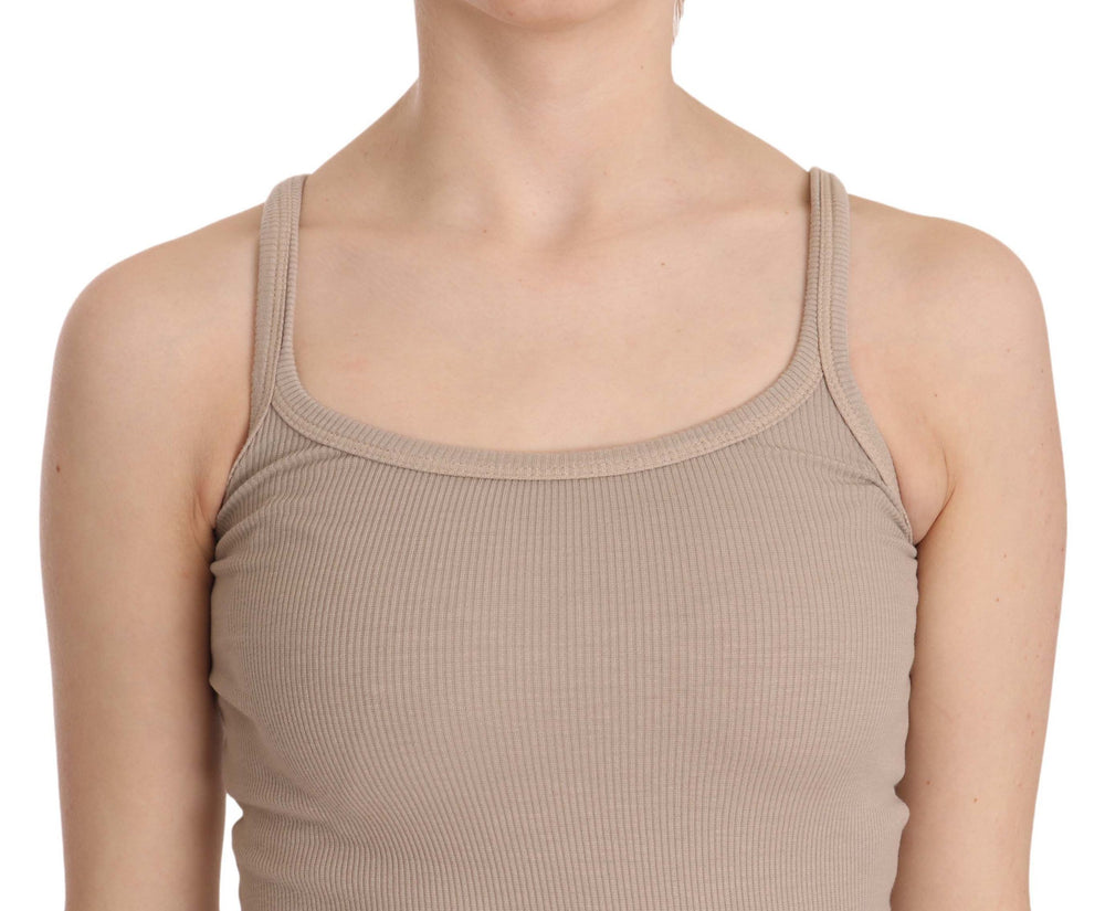 PINK MEMORIES Brown Sleeveless Spaghetti Strap Top Blouse