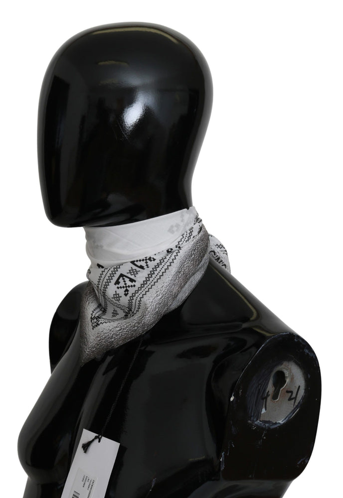 Costume National White Printed Bandana Cotton Scarf