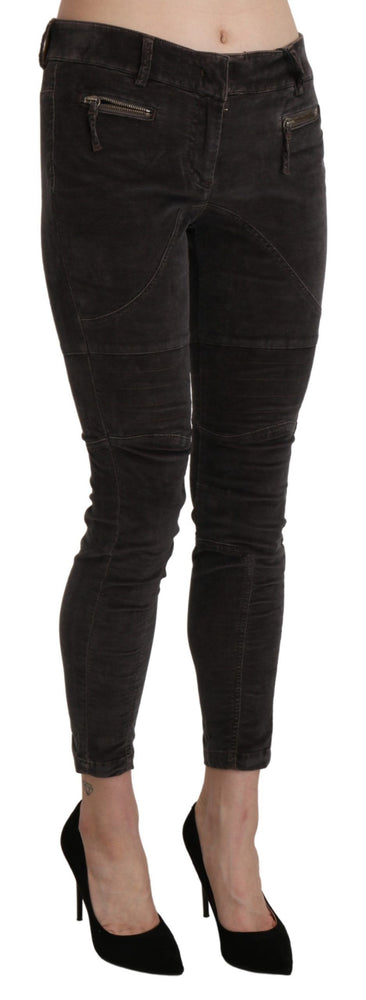Ermanno Scervino Brown Velvet Capri Cropped Cotton Pants