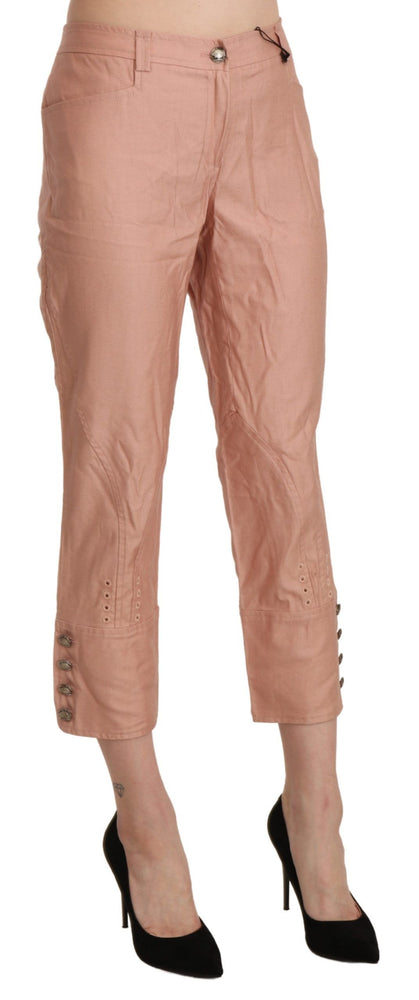 Ermanno Scervino Cotton Pink High Waist Cropped Trouser Pants