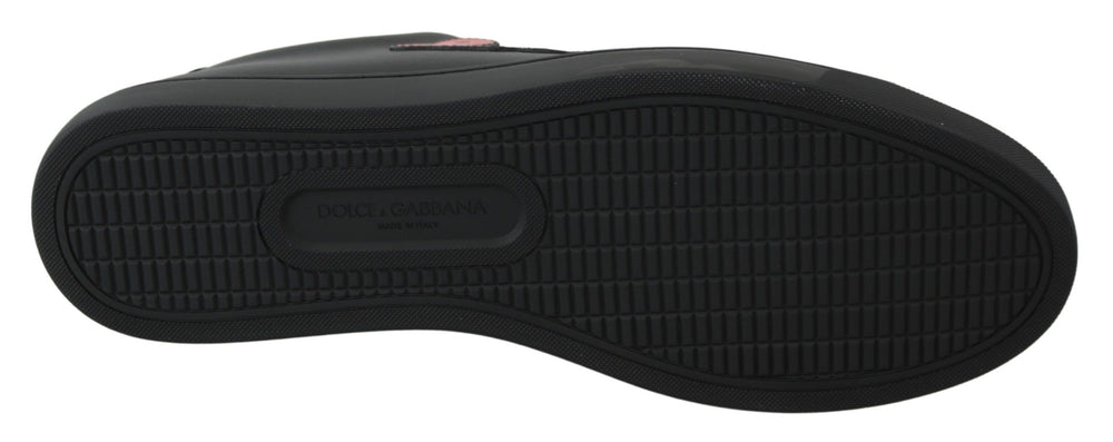 Dolce & Gabbana Black Leather Love Heart Sneakers Womens Shoes