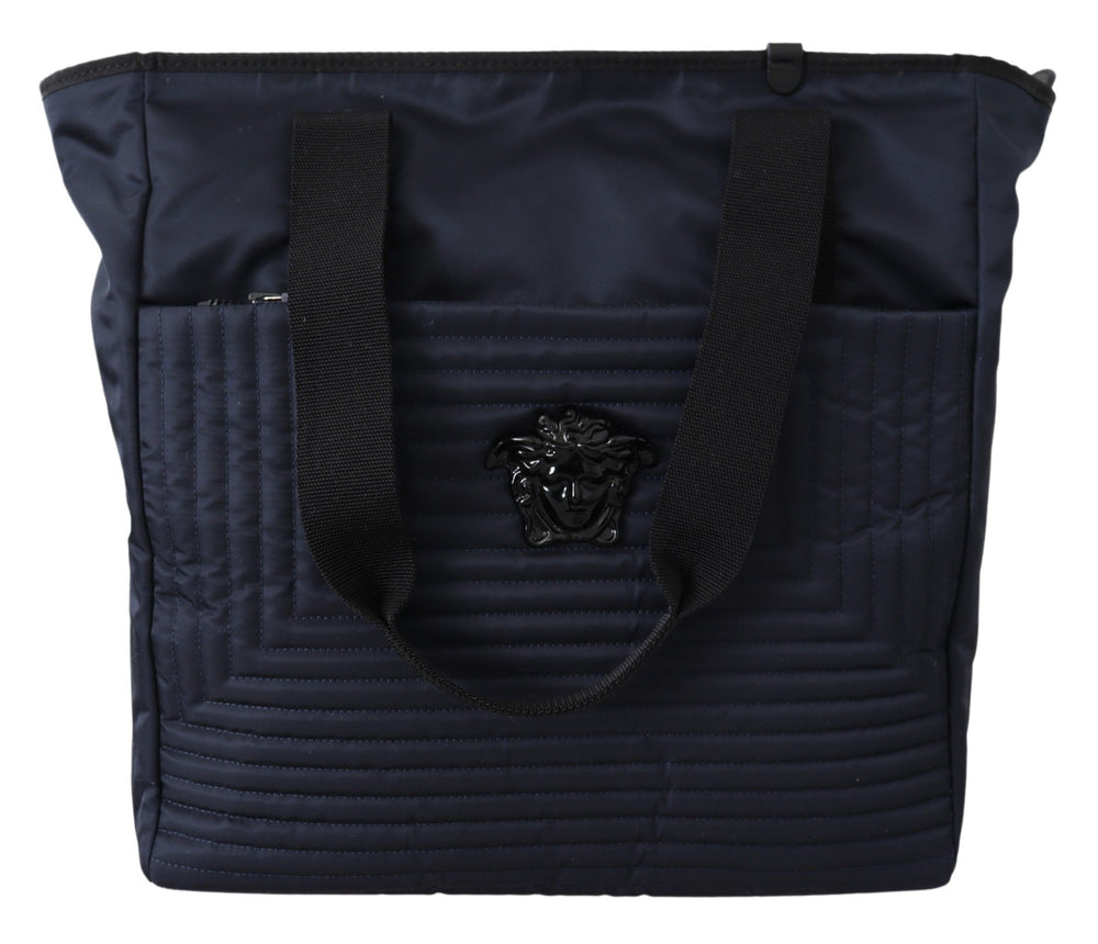 Versace Blue Nylon Tote Bag
