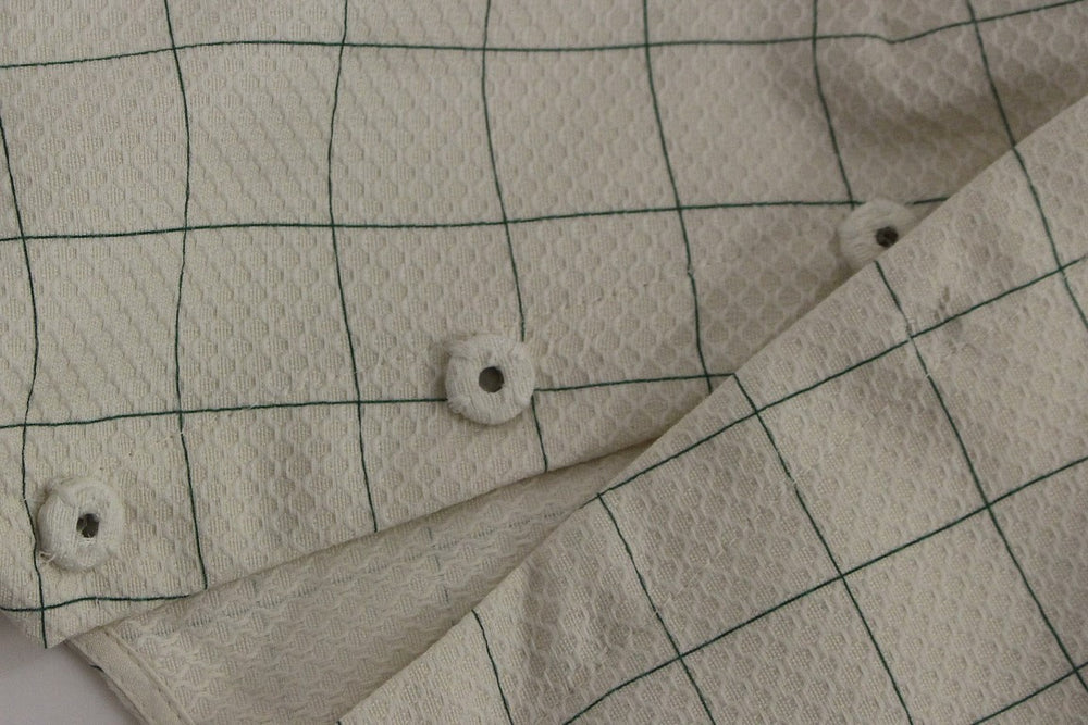 Andrea Incontri White Cotton Checkered Shirt Top