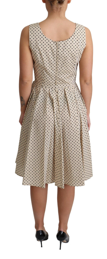 Dolce & Gabbana Beige Polka Dotted Cotton A-Line Dress