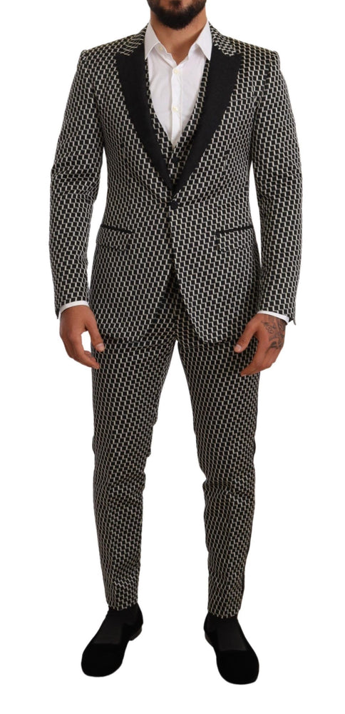 Dolce & Gabbana Black White Check 3 Piece Set MARTINI Suit