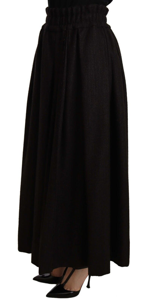 Dolce & Gabbana Black Wool High Waist Maxi PIECE Skirt