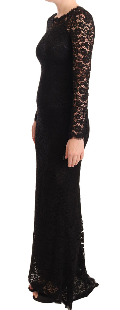 Dolce & Gabbana Black Cotton Lace Mermaid Long Sleeves Dress
