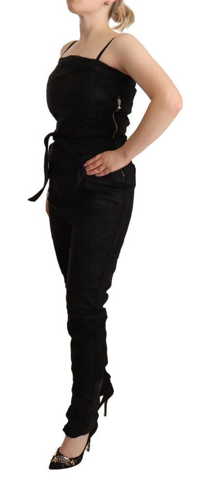 La Maison du Couturier Black Spaghetti Strap Jumpsuit Dress