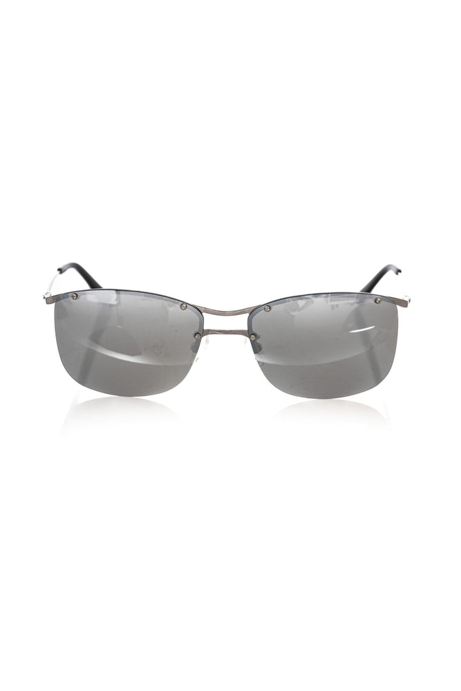 Frankie Morello Silver Metallic Fibre Men Sunglass