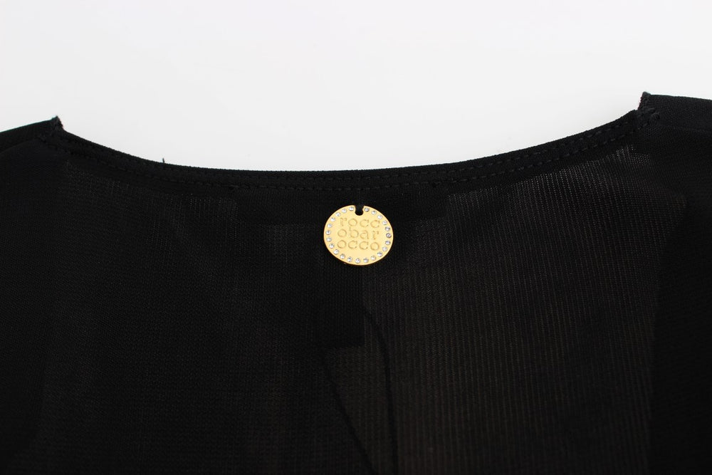 Roccobarocco Black Embellished Jersey Mini Sheath Short Dress