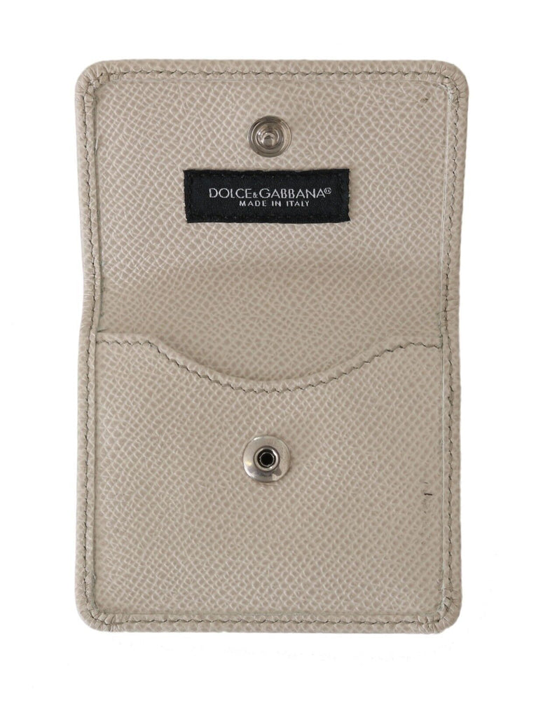 Dolce & Gabbana White Dauphine Leather Holder Pocket Wallet Condom Case