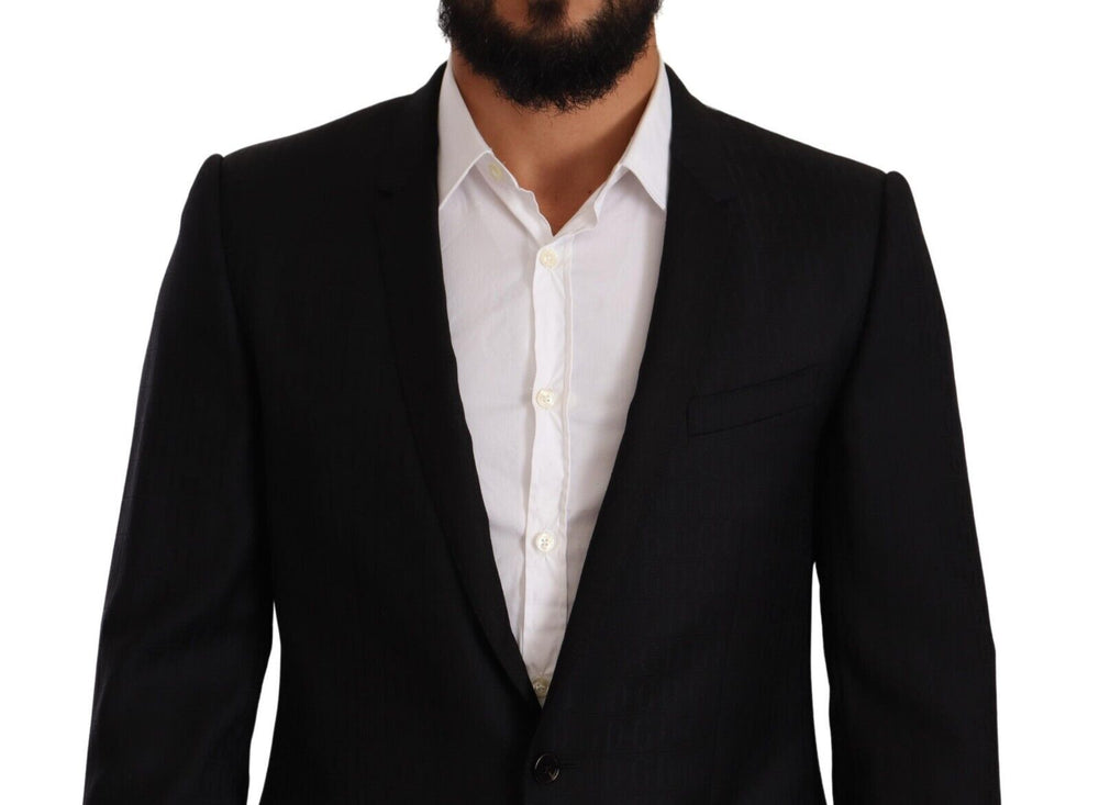 Dolce & Gabbana Black Wool Single Breasted Suit GOLD Jacket