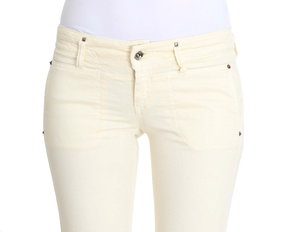 Costume National White Cotton Stretch Flare Jeans