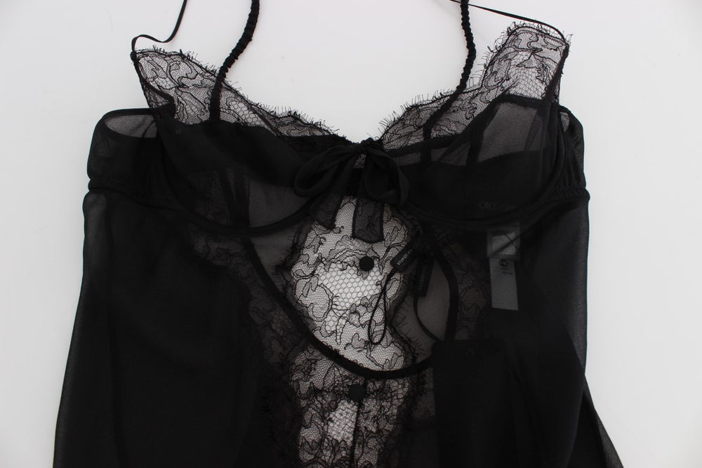 Dolce & Gabbana Black Silk Lace Babydoll Lingerie Top