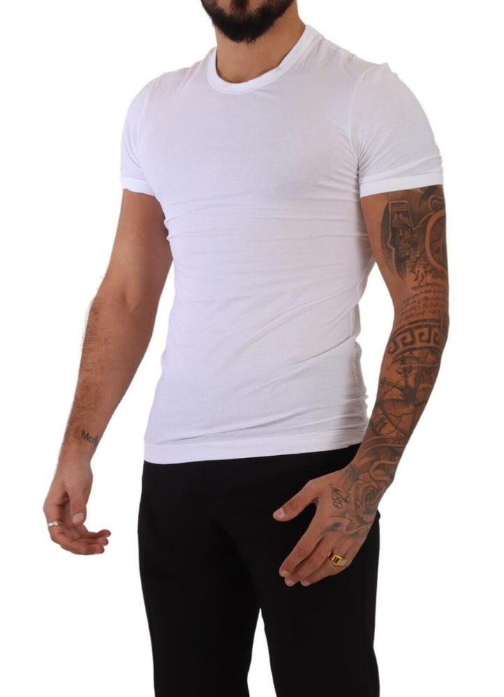 Dolce & Gabbana White Round Neck Cotton Stretch T-shirt Underwear