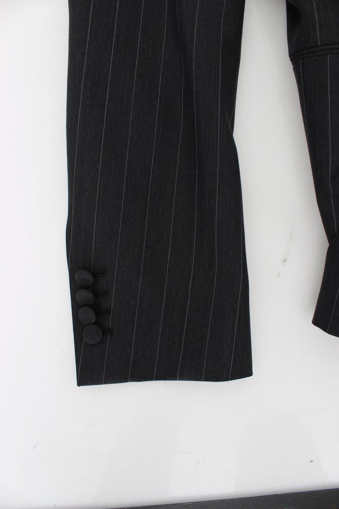 Dolce & Gabbana Gray Striped Slim Fit Wool Blazer