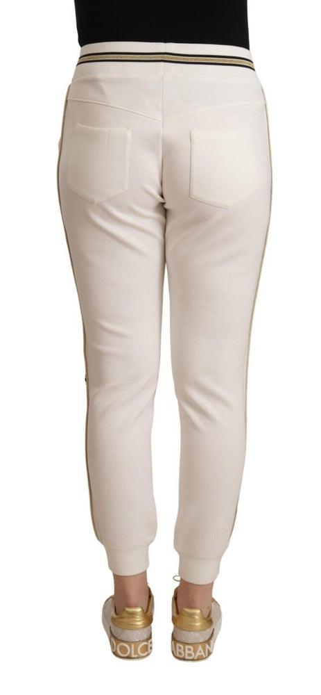 Patrizia Pepe White Polyester Mid Waist Jogger Pants