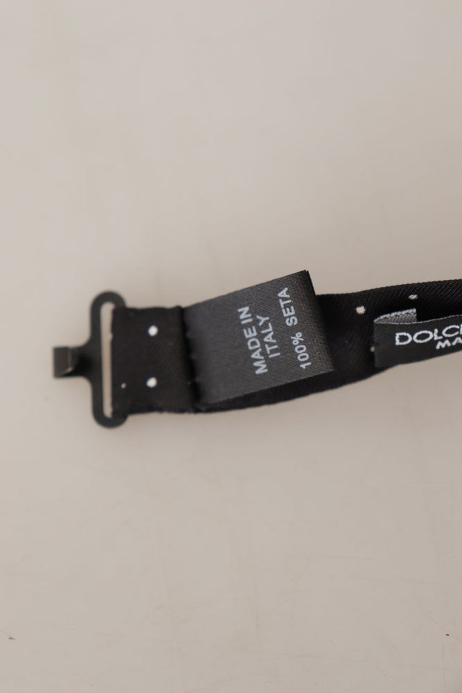 Dolce & Gabbana Black White Polka Dot 100% Silk Neck Papillon Tie