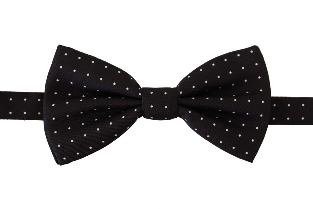 Dolce & Gabbana Black White Polka Dot 100% Silk Neck Papillon Tie
