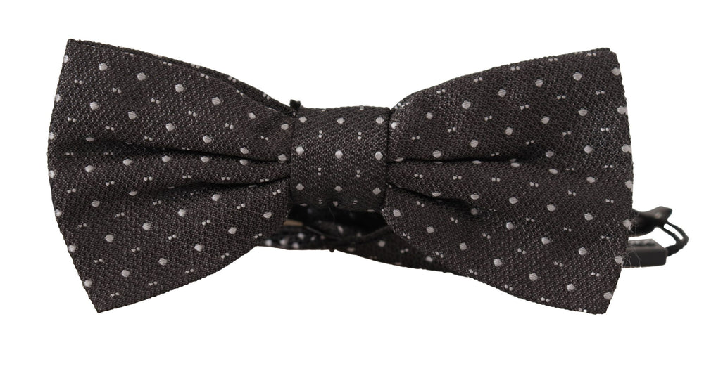 Dolce & Gabbana Gray Polka Dot 100% Silk Neck Papillon Tie