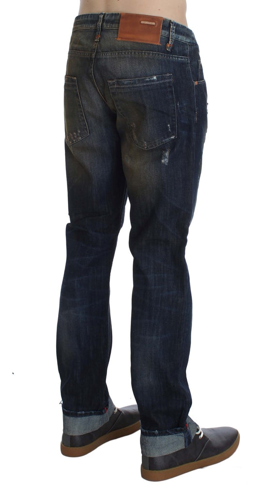 Acht Blue Wash Cotton Regular Straight Fit Jeans