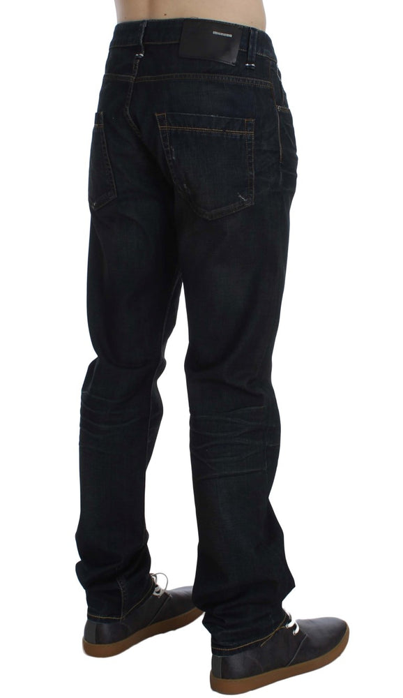 Acht Blue Wash Cotton Denim Straight Fit Jeans