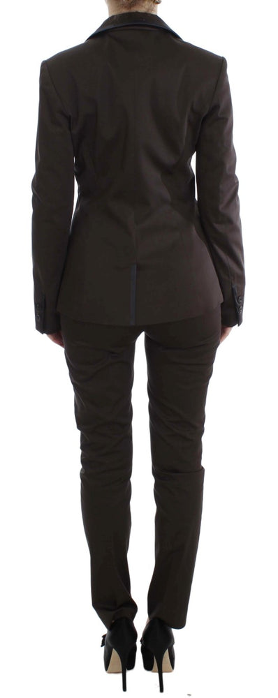 Exte Brown Stretch Two Button Suit