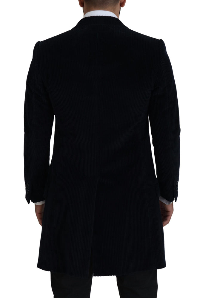 Dolce & Gabbana Black Cotton Cardigan Long Coat Men Jacket
