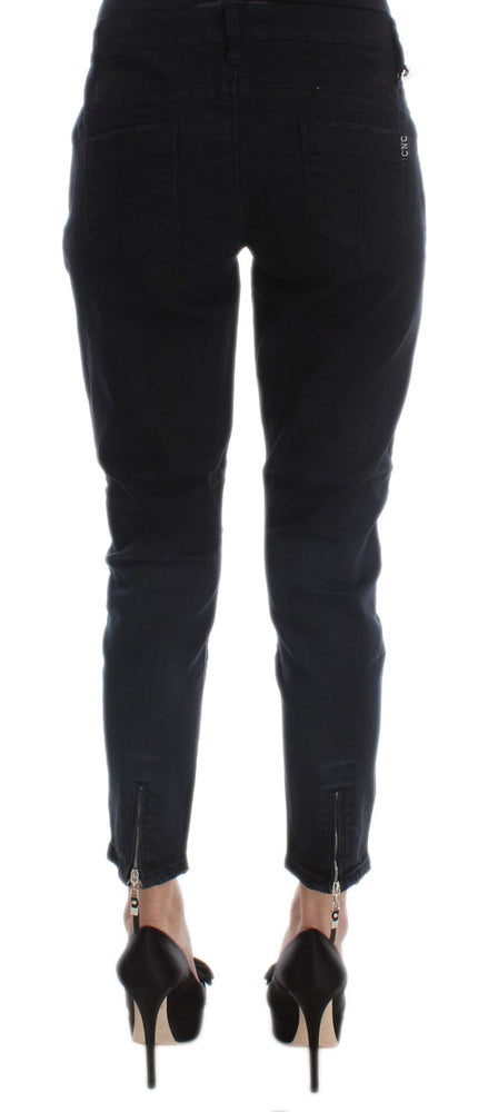 Costume National Black Cotton Slim Fit Cropped Jeans