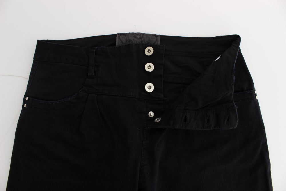 Costume National Black Cotton Slim Fit Cropped Jeans