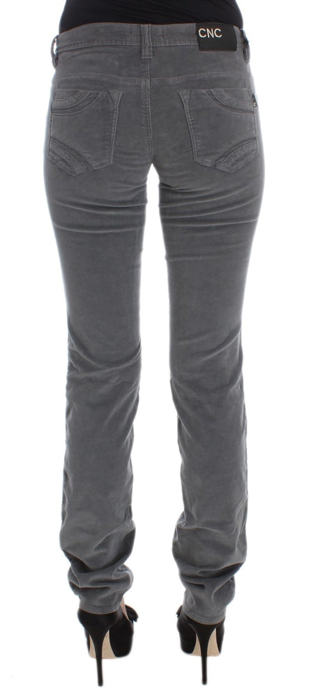Costume National Gray Cotton Super Slim Corduroys Jeans