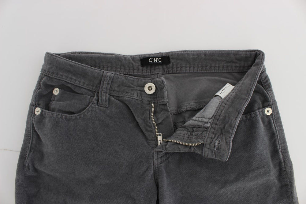 Costume National Gray Cotton Super Slim Corduroys Jeans