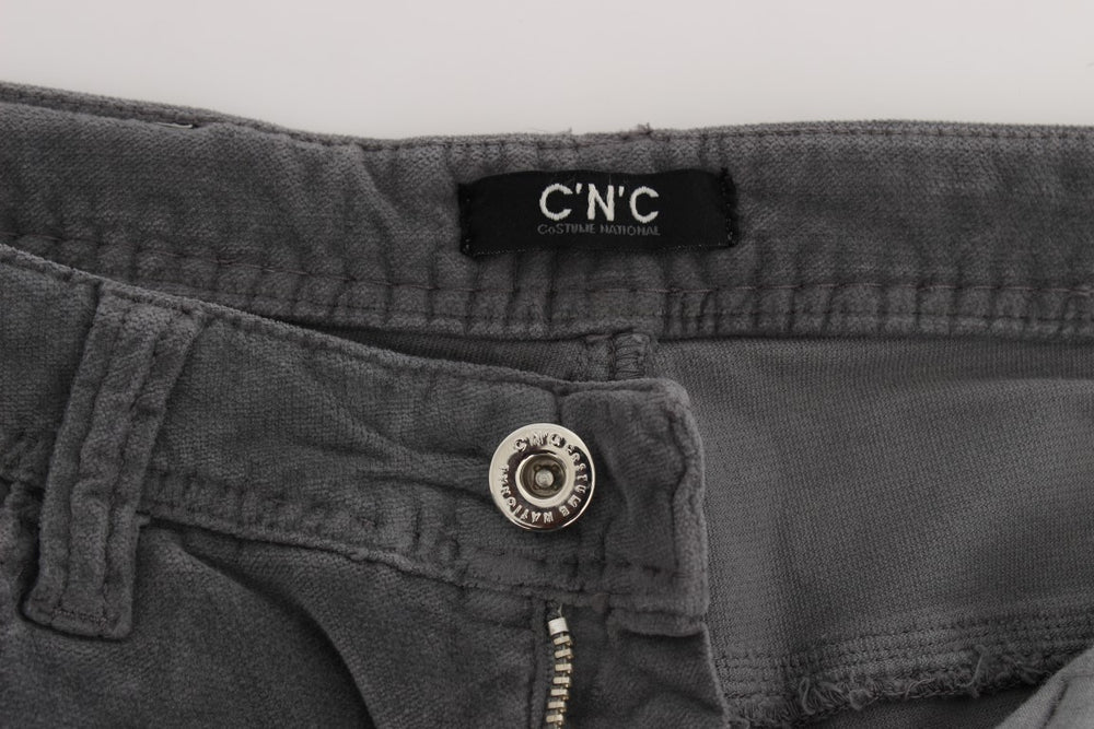 Costume National Gray Cotton Super Slim Corduroys Jeans