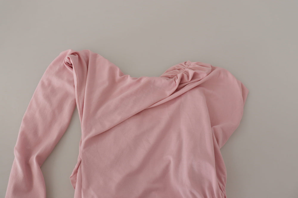 Dolce & Gabbana Pink Flower Embellished One Shoulder Dress