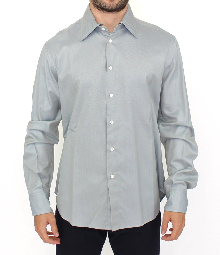 Ermanno Scervino Gray Cotton Long Sleeve Casual Shirt Top