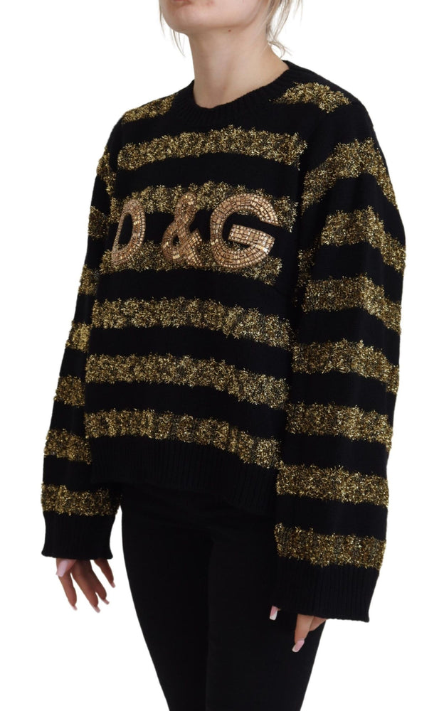 Dolce & Gabbana Black Gold D&G Crystal Cashmere Sweater