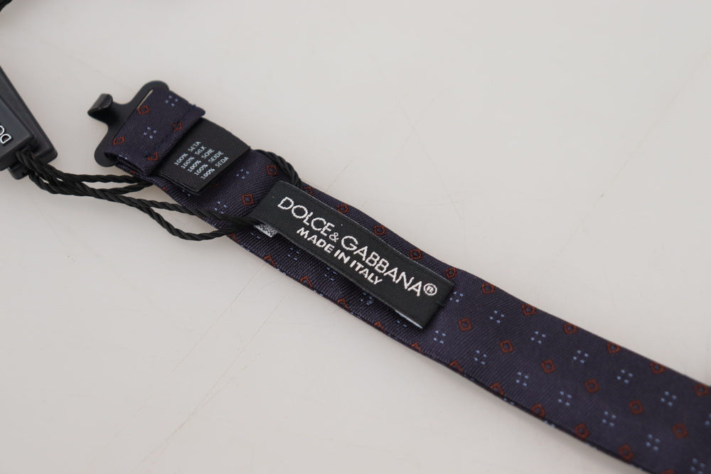 Dolce & Gabbana Blue Pattern Silk Adjustable Neck Papillon Bow Tie