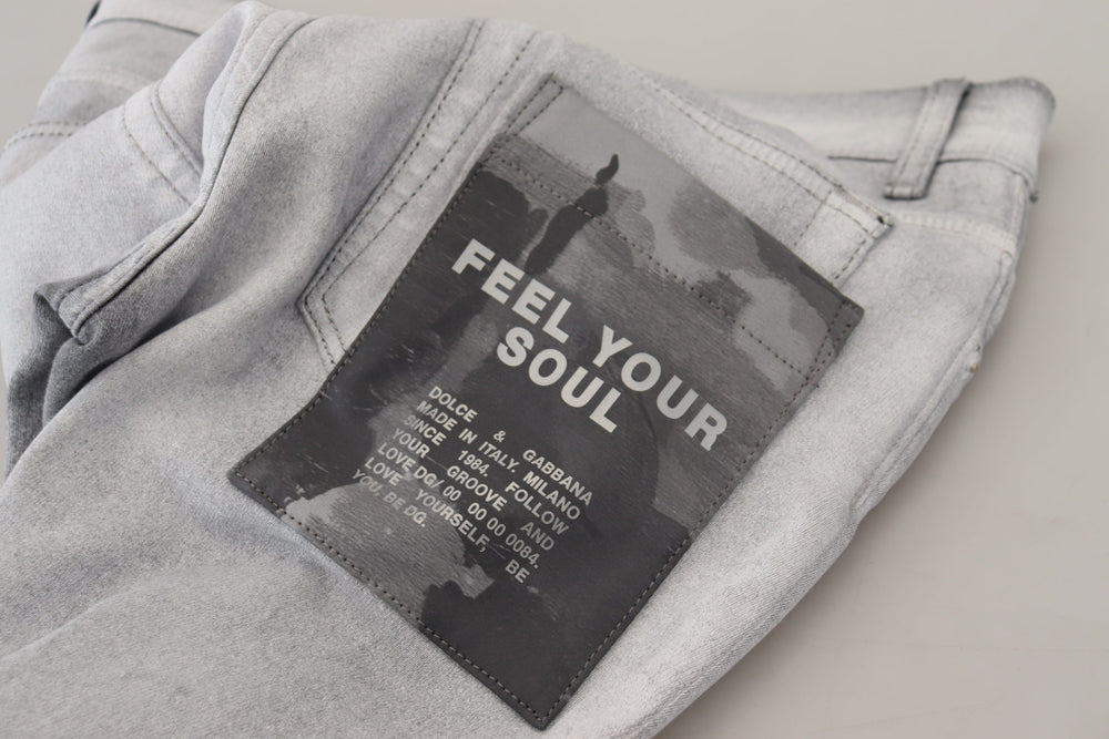 Dolce & Gabbana Gray Washed Skinny Men Denim Jeans