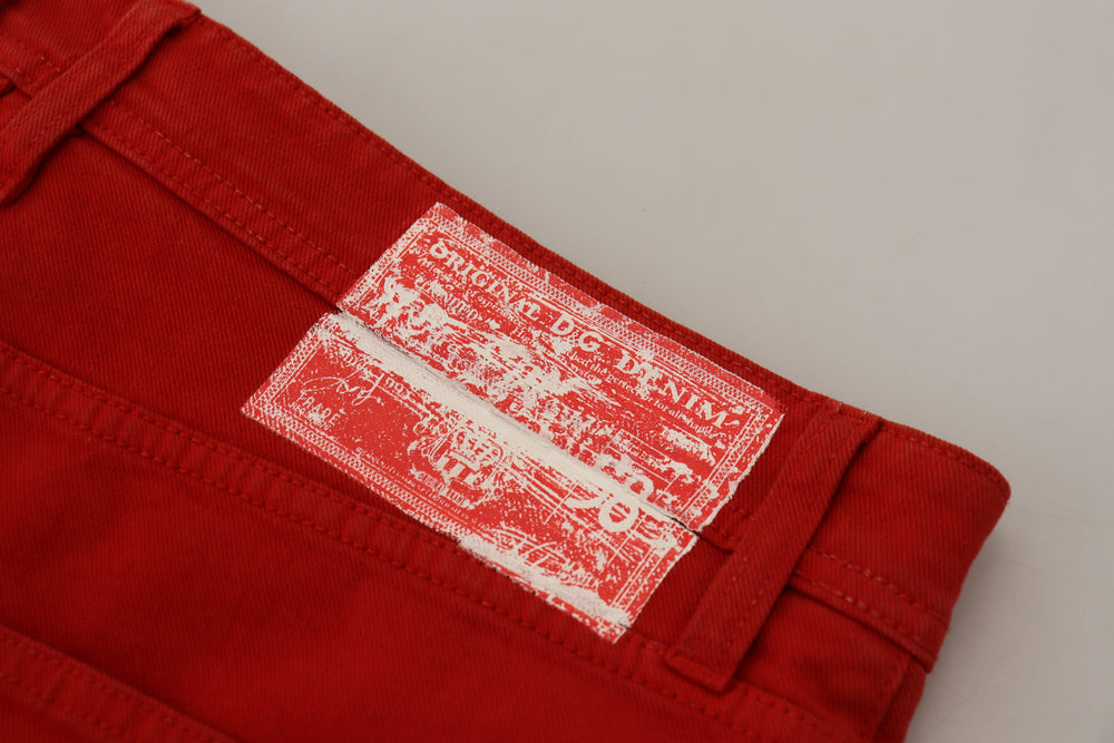 Dolce & Gabbana Red Cotton Straight Fit Men Denim Jeans