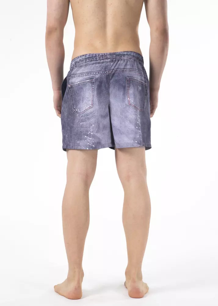 Just Cavalli Blue Polyester Men Swimwear Short