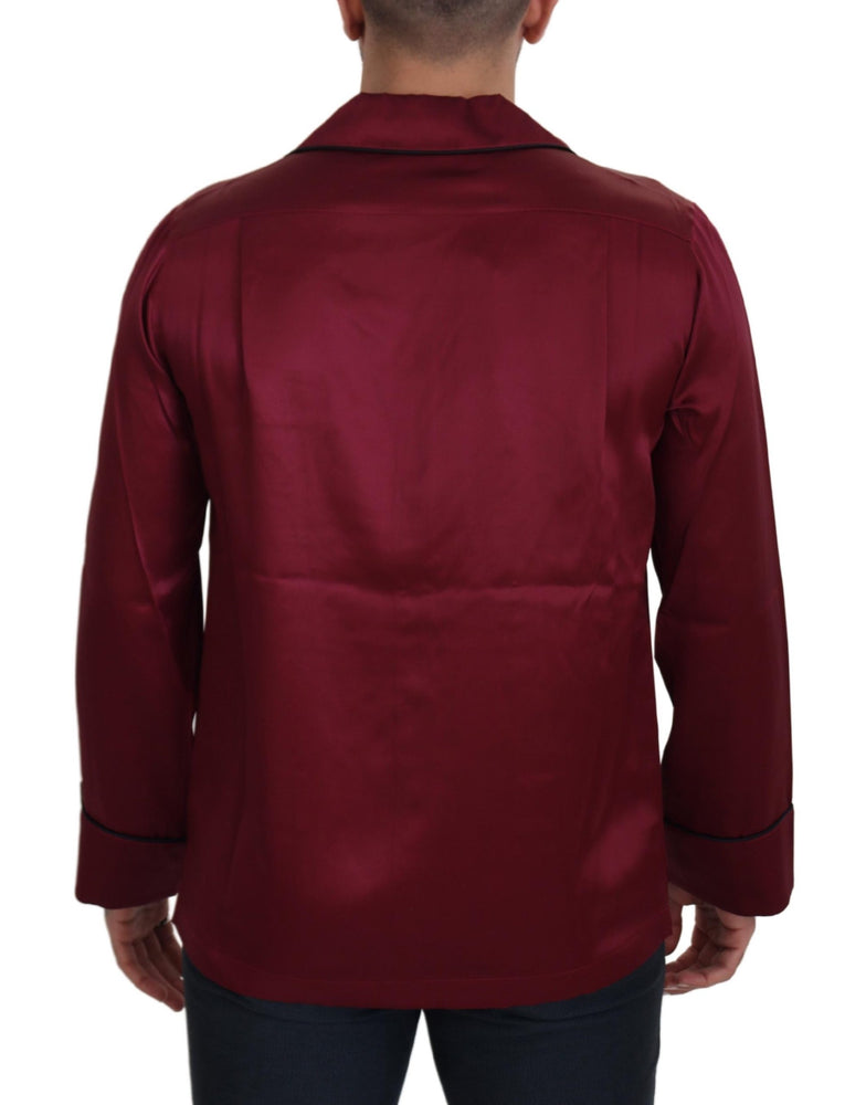 Dolce & Gabbana Red Silk Lounge Top Pajama Sleepwear Shirt