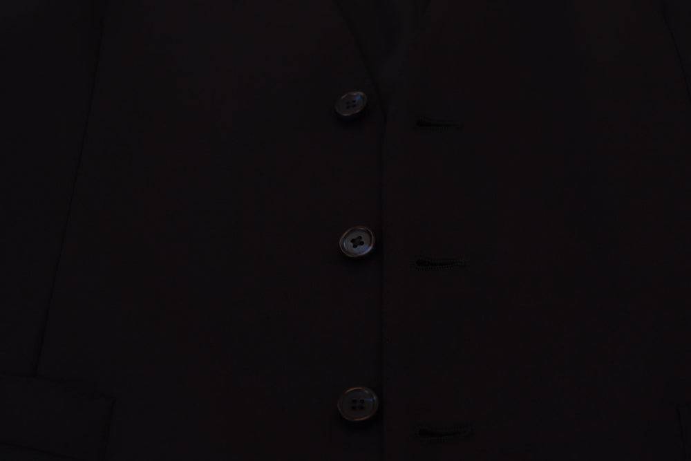 Dolce & Gabbana Dark Blue Wool Stretch Waistcoat Formal Vest