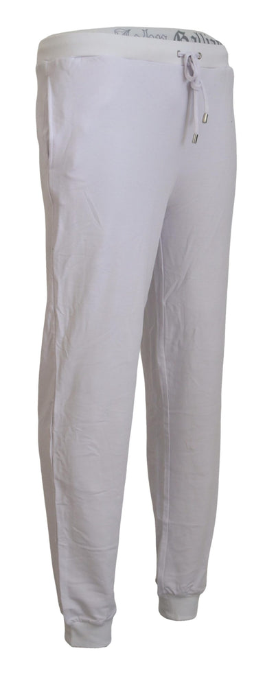 John Galliano White Cotton Logo Mens Jogger Pants