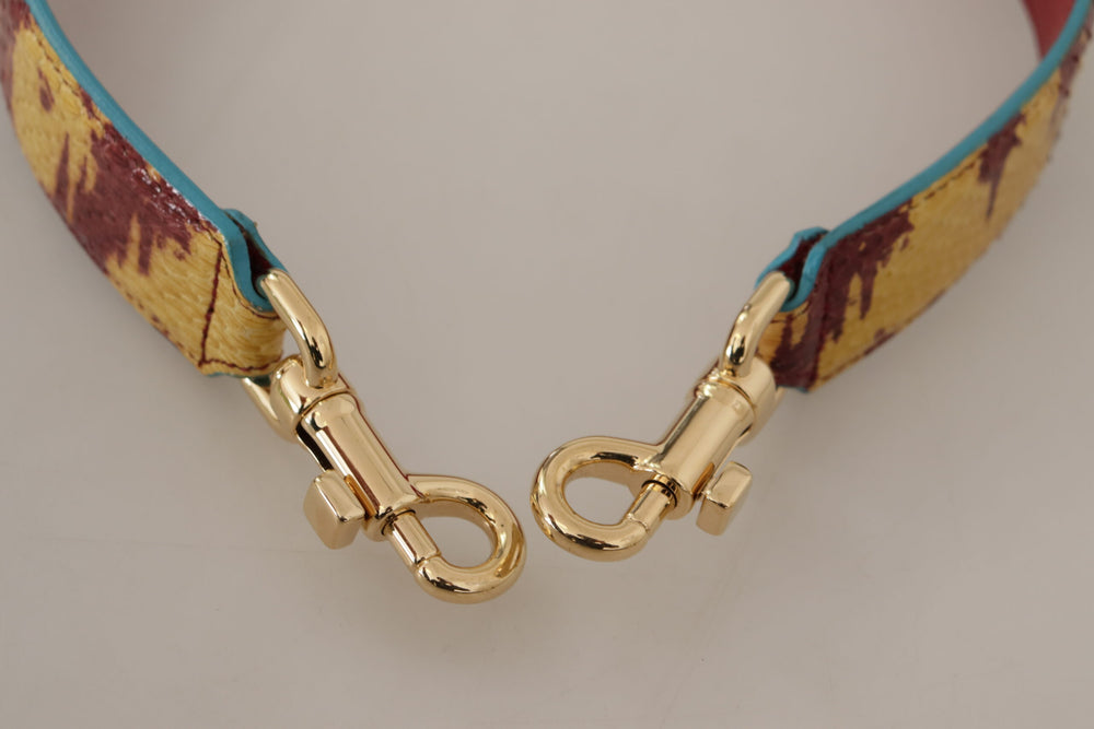 Dolce & Gabbana Yellow Red Leather Gold Tone Shoulder Strap