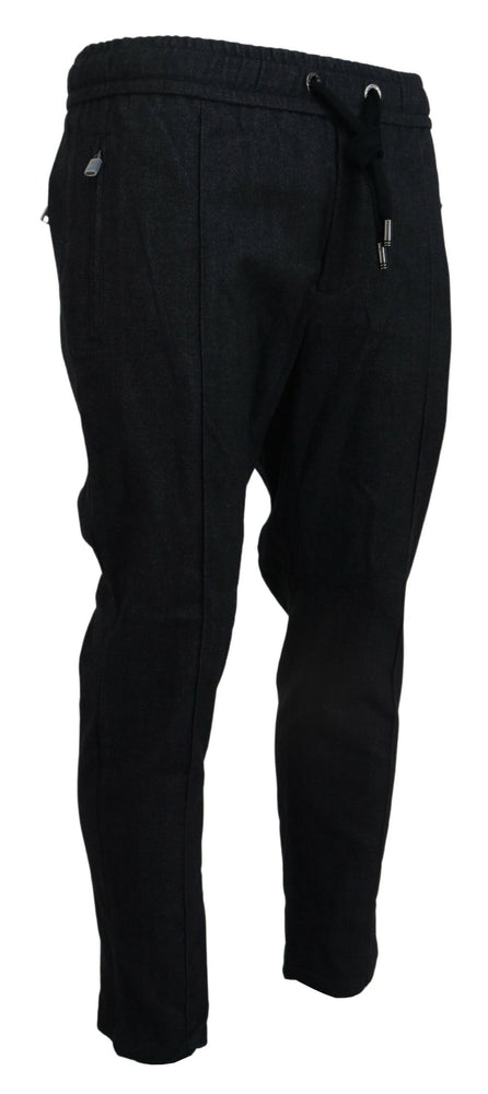 Dolce & Gabbana Grey Cotton Tapered Cotton Pants