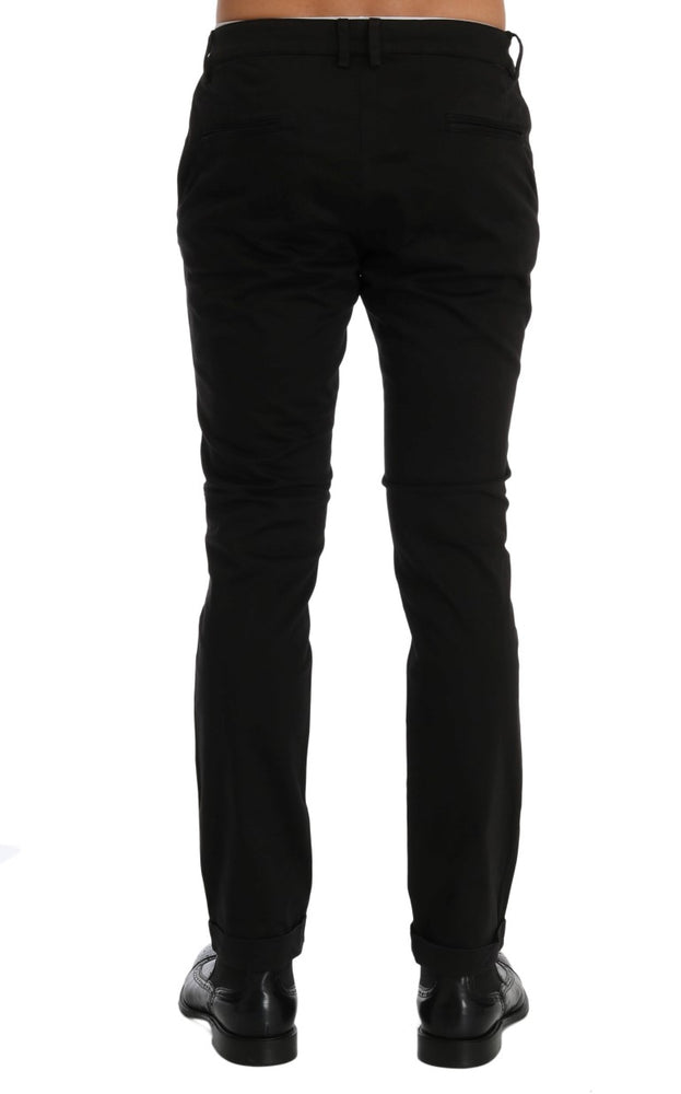 Costume National Black Slim Fit Cotton Stretch Pants