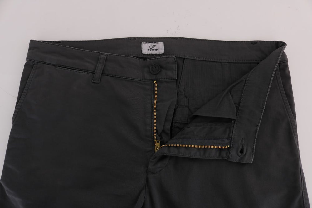 GF Ferre Gray Cotton Stretch Chinos Pants