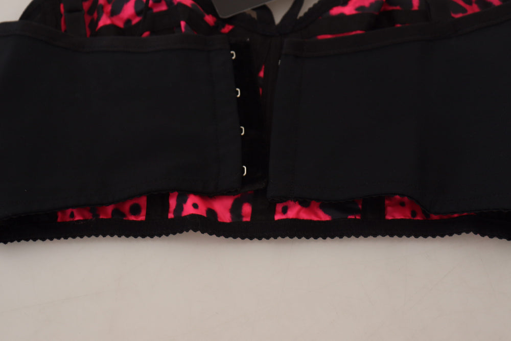 Dolce & Gabbana Pink Leopard Print Cropped Bustier Corset Top